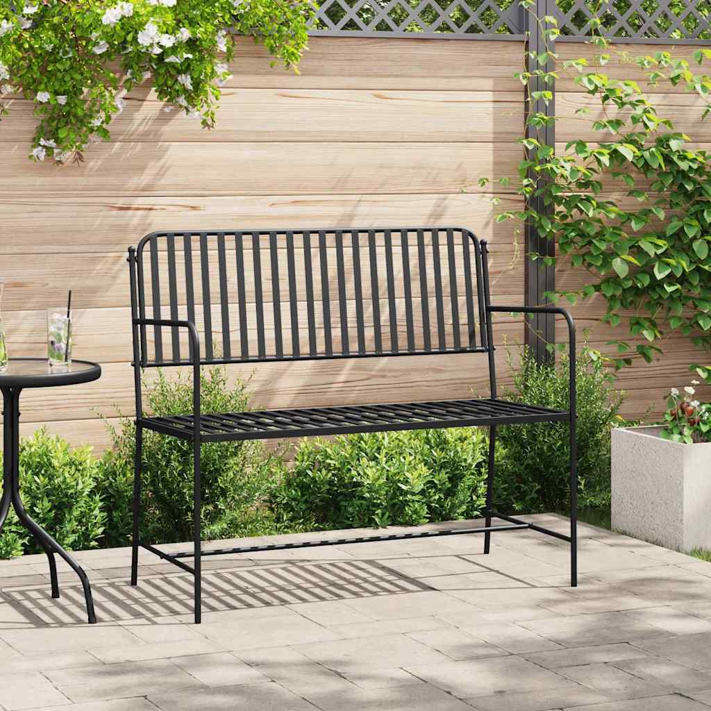 Banco de jardín Negro 103,5 x 51,5 x 90 cm Acero