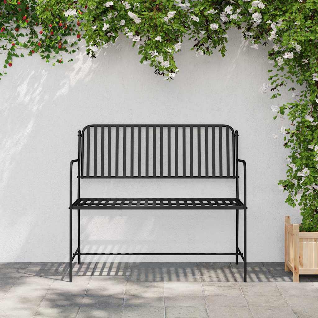Banco de jardín Negro 103,5 x 51,5 x 90 cm Acero