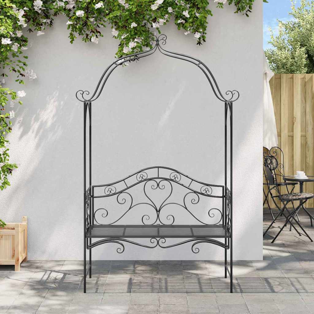 Banco de jardín Negro 121 x 48 x 200 cm Acero