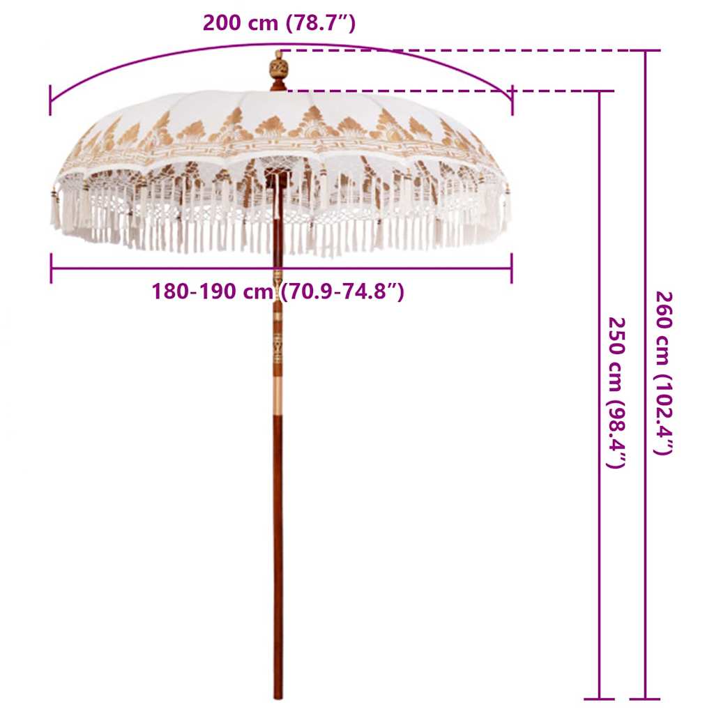 Parasol Balinés Crema 190 x 190 x 260 cm Algodón