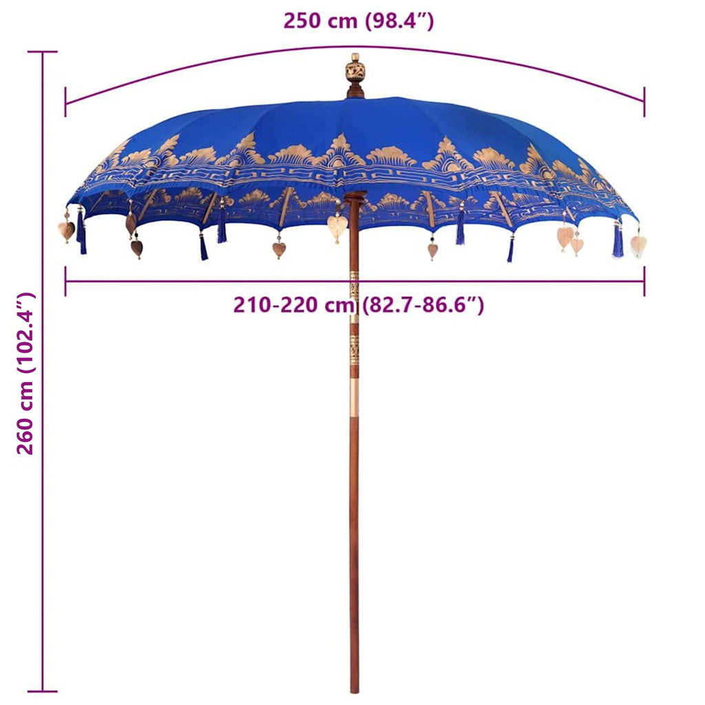 Parasol Balinés Azul 215 x 215 x 260 cm Algodón
