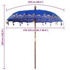 Parasol Balinés Azul 215 x 215 x 260 cm Algodón