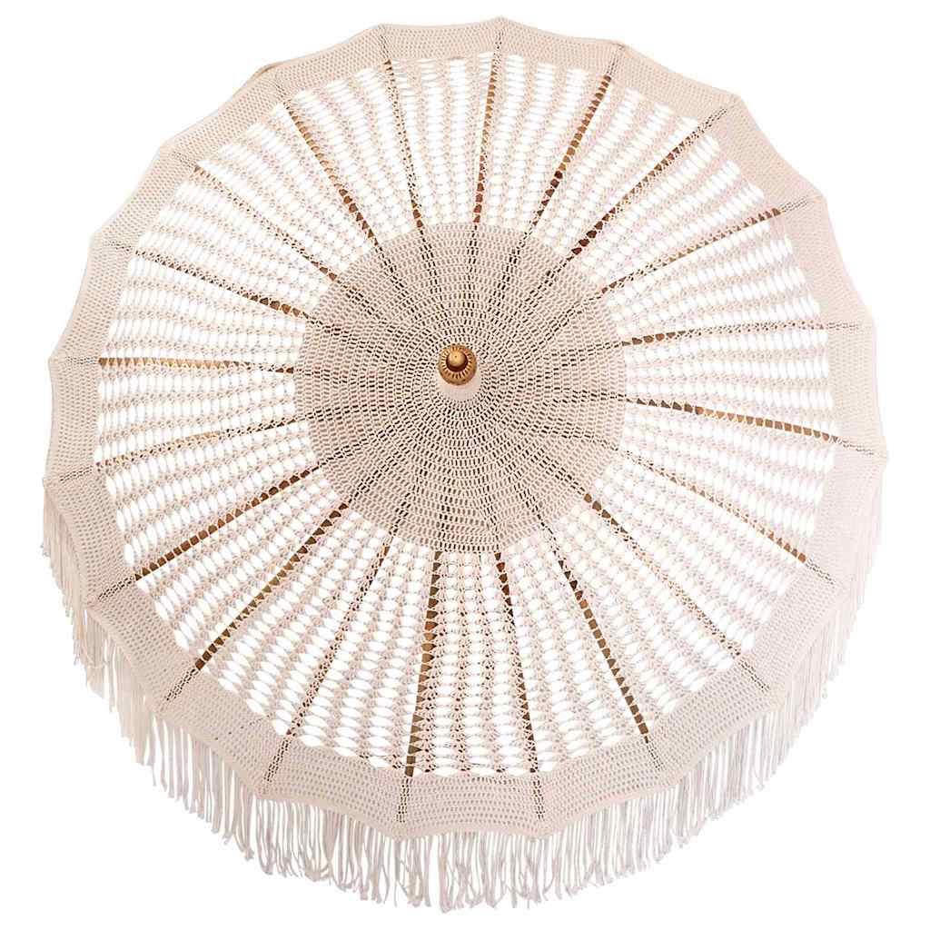 Paraguas de Macramé Crema 190 x 190 x 260 cm Algodón