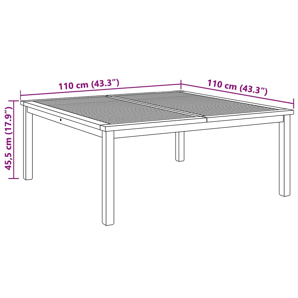 Mesa de Café Marrón 110 x 110 x 45 cm Madera de teca maciza