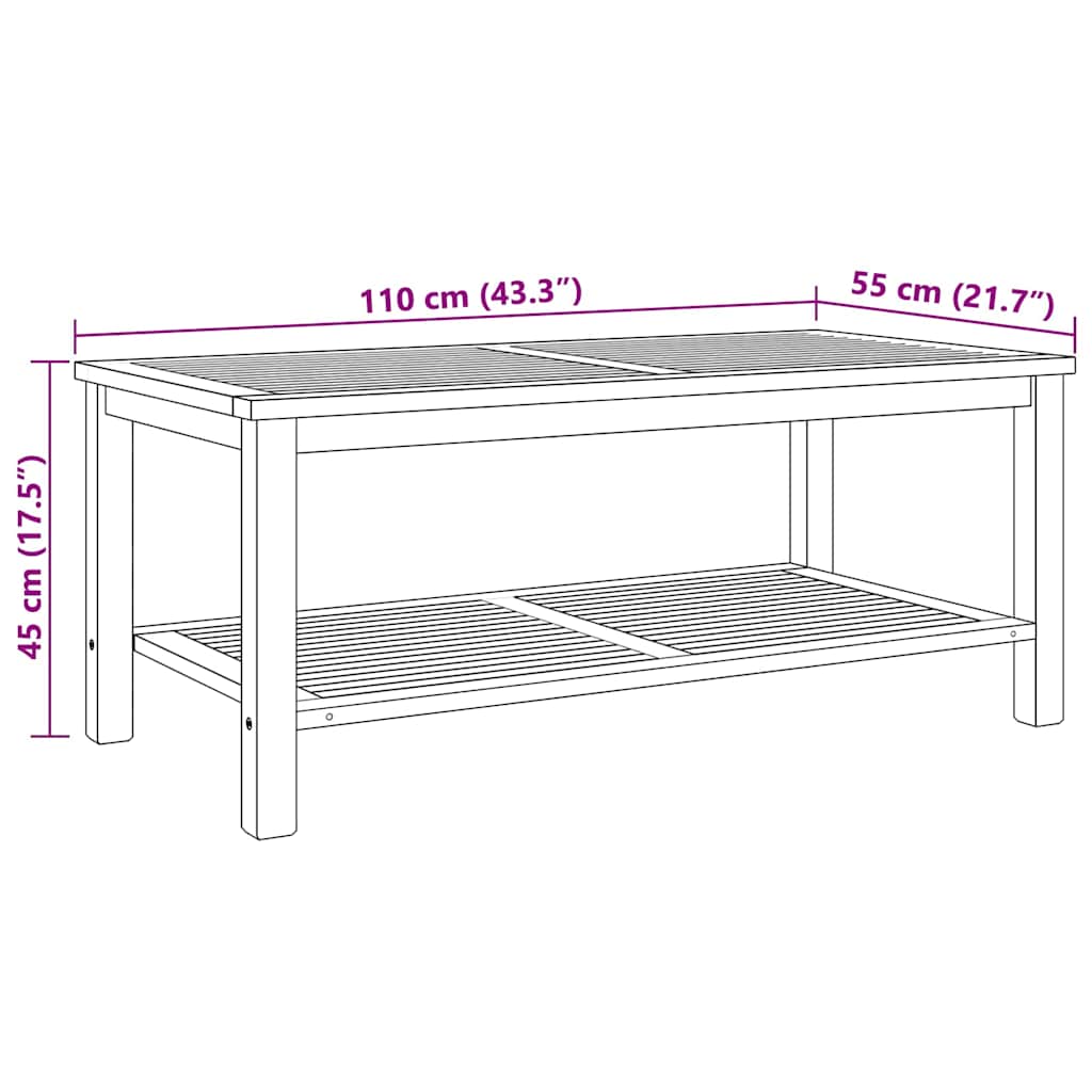 Mesa de Café Marrón 110 x 55 x 45 cm Madera de teca maciza