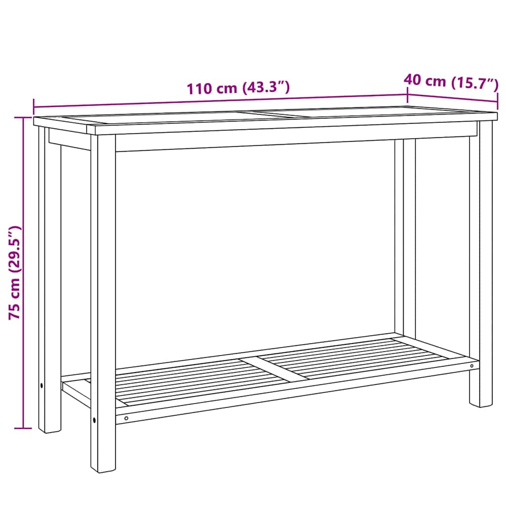 Mesa Consola Marrón 110 x 40 x 75 cm Madera de teca maciza