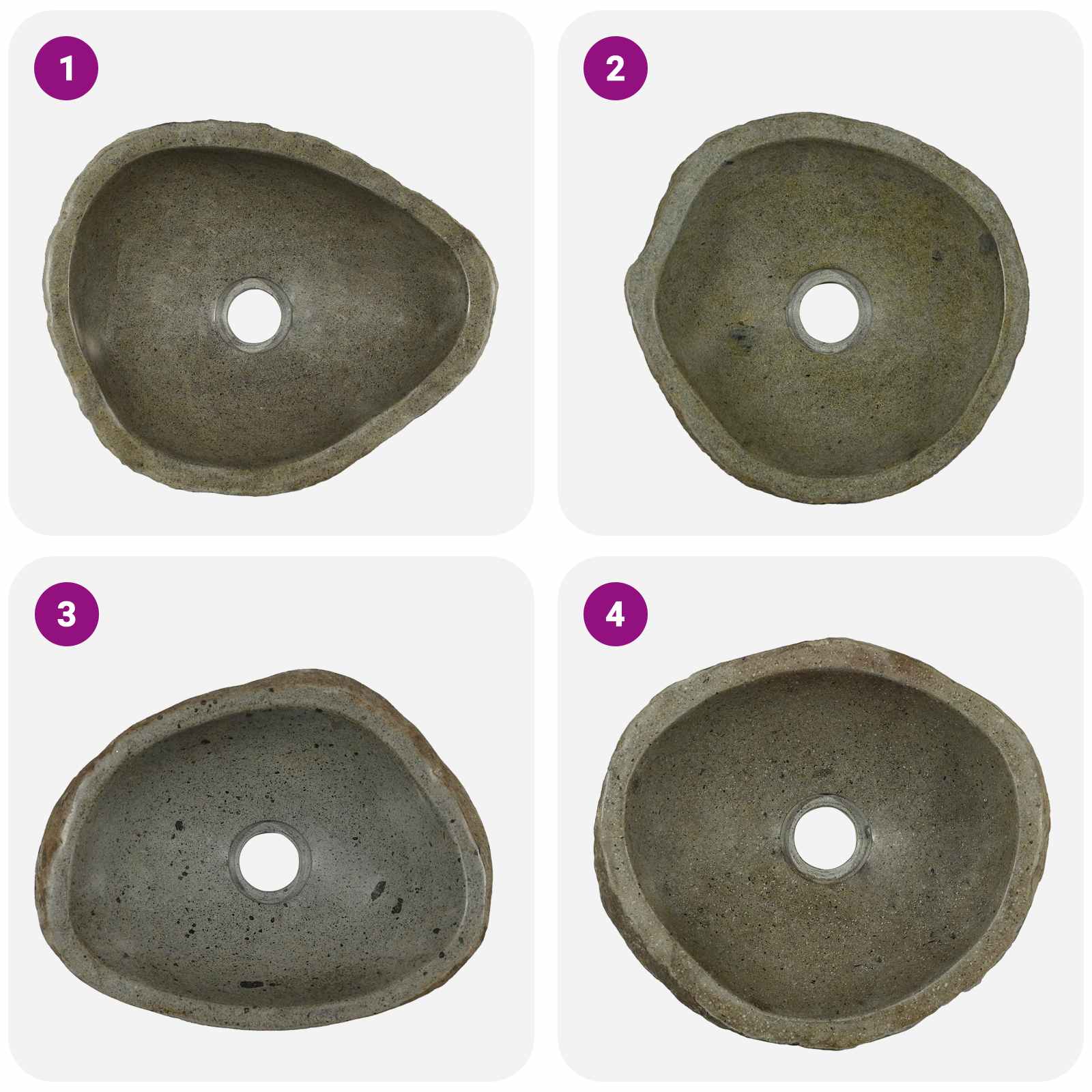 Fregadero de Piedra Río Gris Claro (30-37) x (25-30) x 12 cm