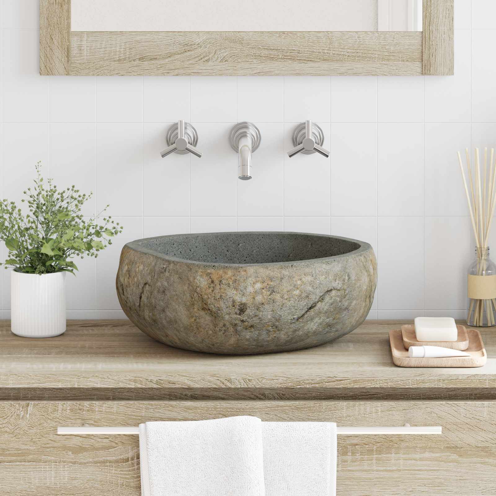 Fregadero de Piedra Río Gris Claro (30-37) x (25-30) x 12 cm