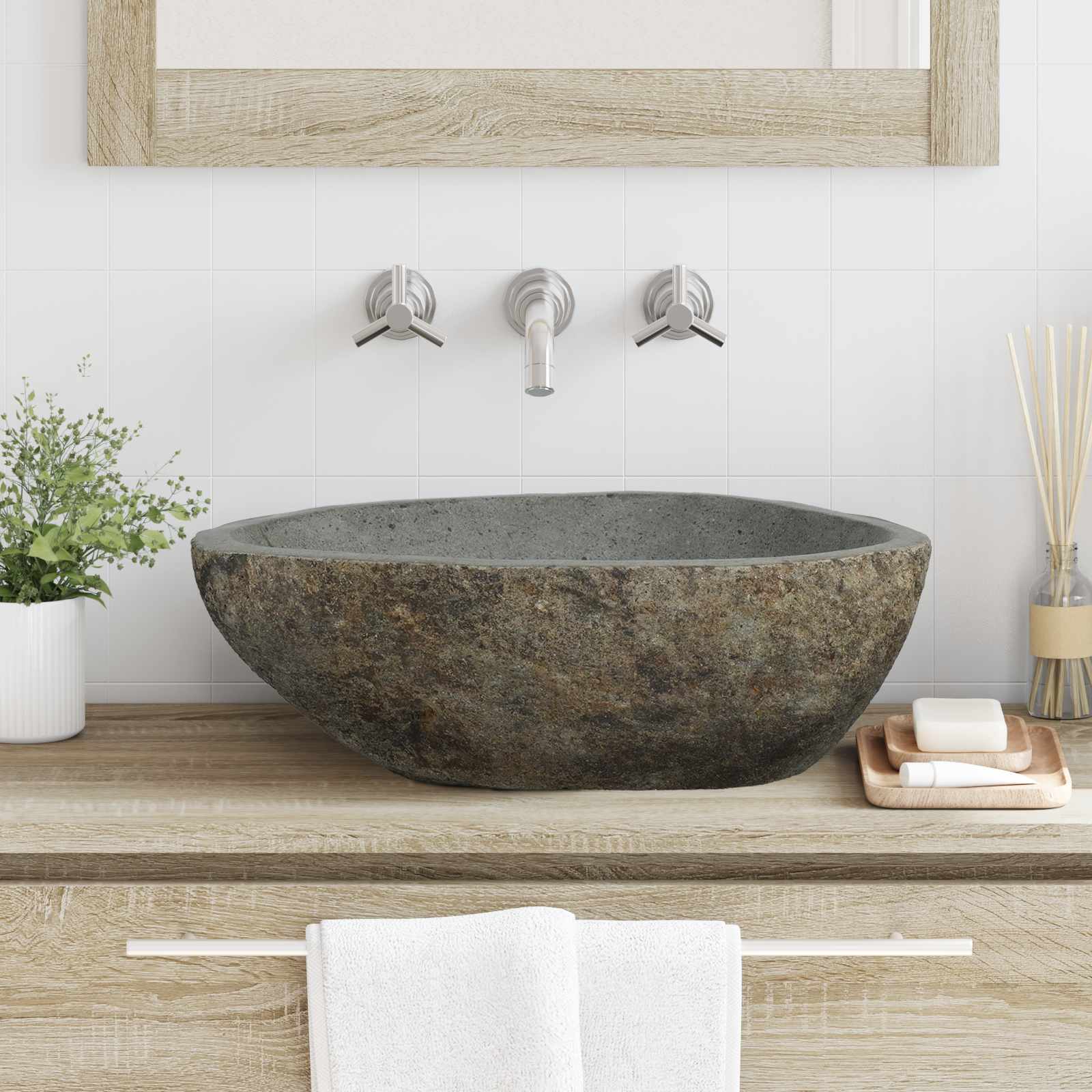 Fregadero de Piedra Río Gris Claro (30-37) x (25-30) x 12 cm