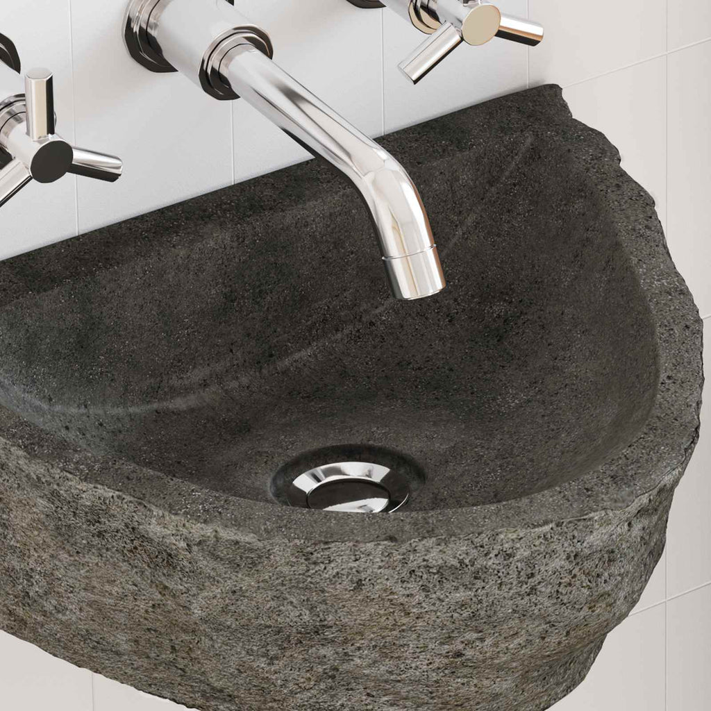 Lavabo montado en la pared Gris 37 x 30 x 12 cm Piedra de río