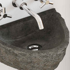 Lavabo montado en la pared Gris 37 x 30 x 12 cm Piedra de río