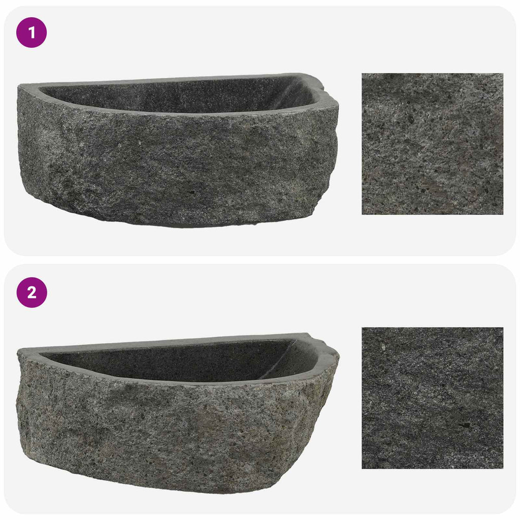 Lavabo montado en la pared Gris 37 x 30 x 12 cm Piedra de río