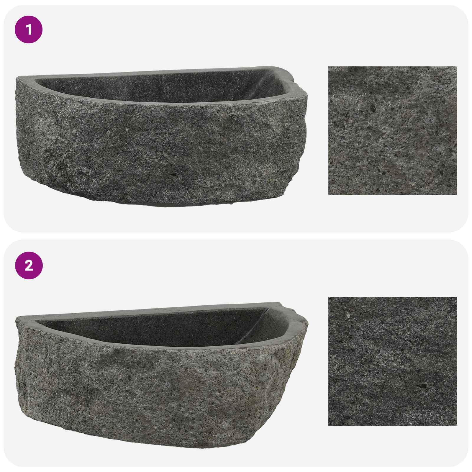 Lavabo montado en la pared Gris 37 x 30 x 12 cm Piedra de río