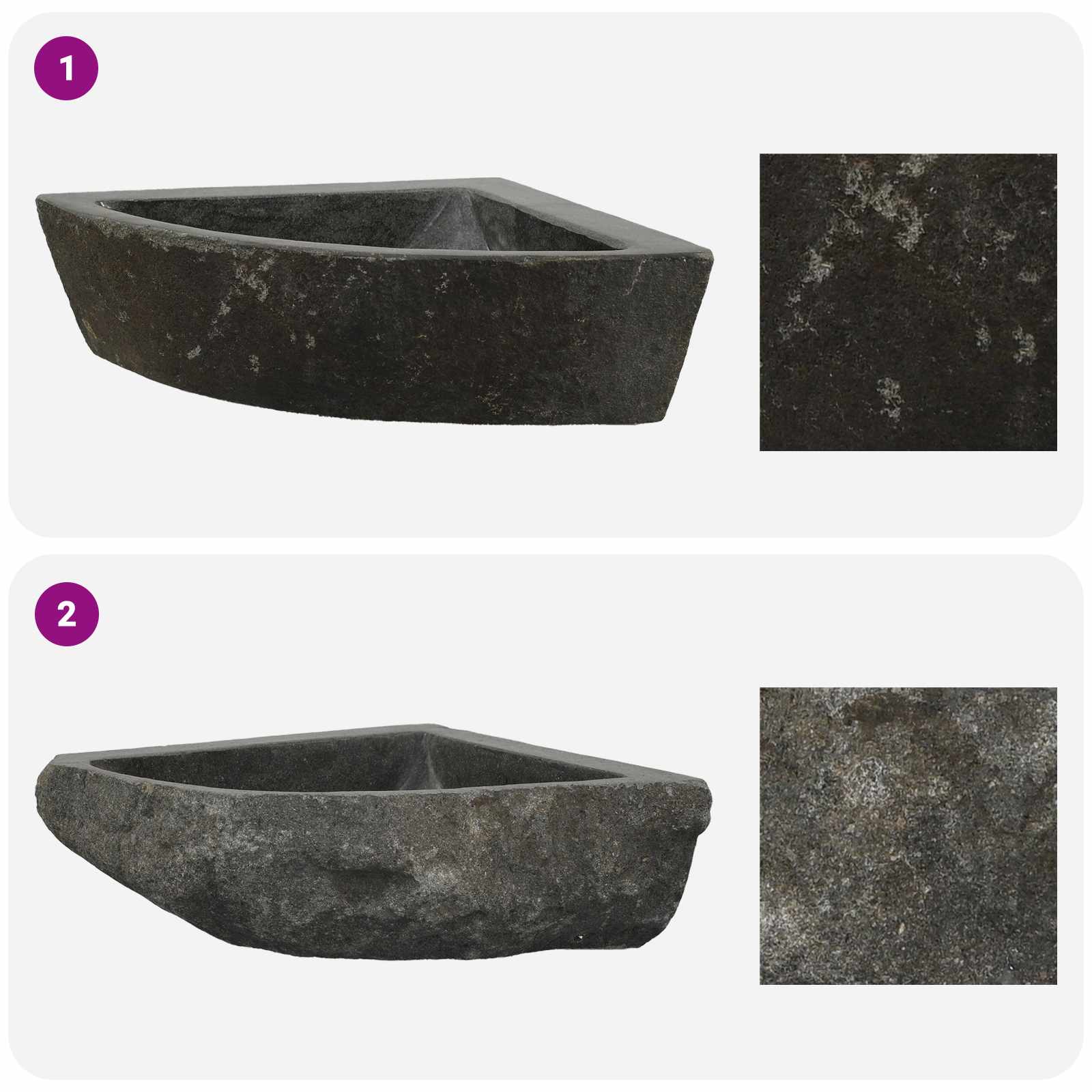 Lavabo Gris (30-37) x (30-37) x 12 cm Piedra del Río