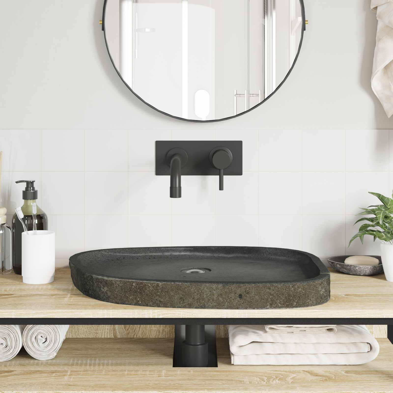 Lavabo de lavado Gris 65 x 50 x 6 cm Piedra de río