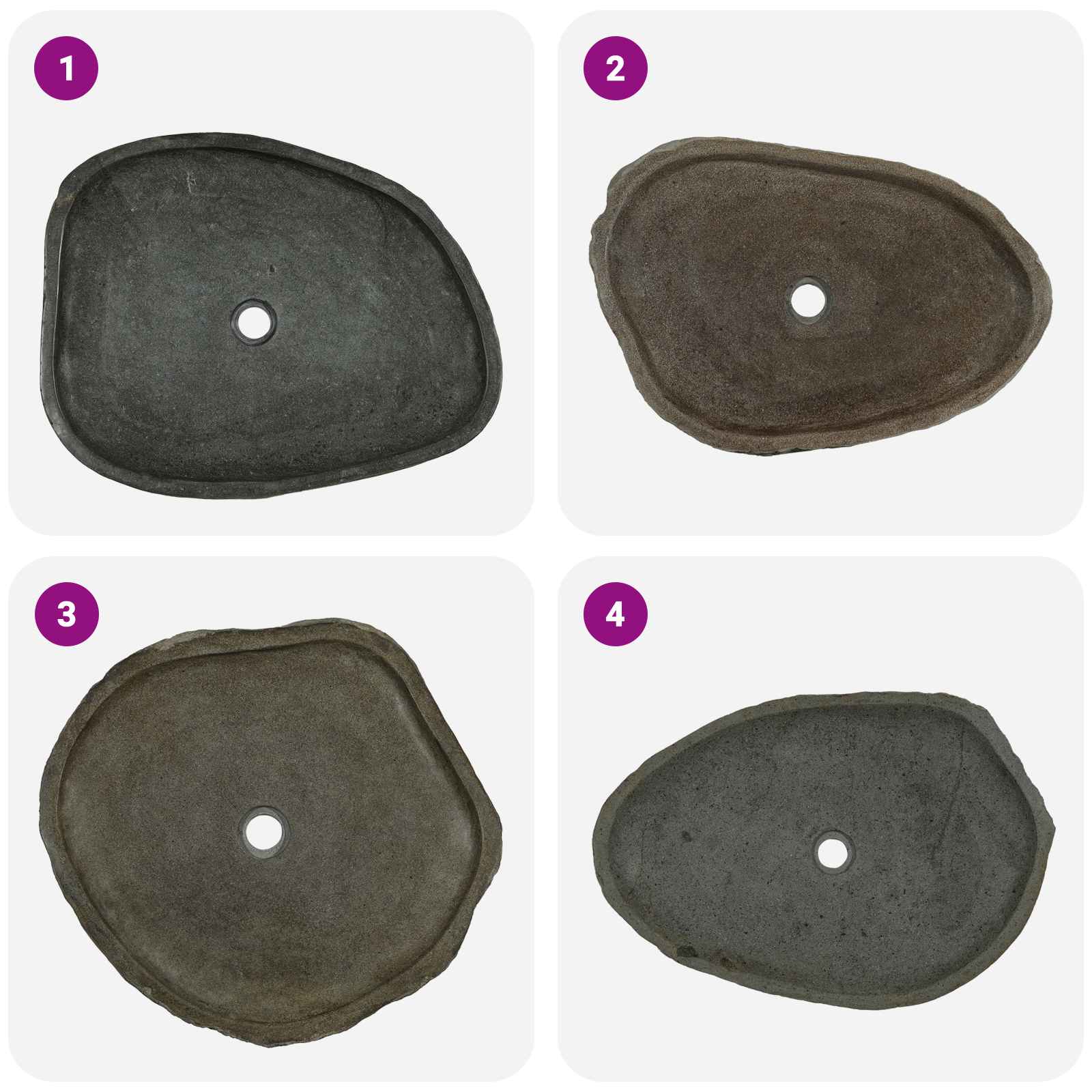 Lavabo de lavado Gris 65 x 50 x 6 cm Piedra de río