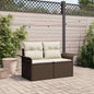 Sofá de Jardim com Almofada Bege 141 x 62 x 69 cm Rattan Sintético