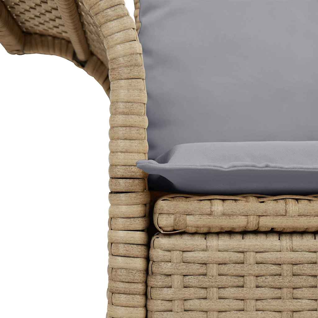 Sofá de jardín con cojín Beige 141 x 62 x 69 cm ratán sintético