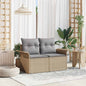 Sofá de Jardim com Almofada Bege 141 x 62 x 69 cm Rattan Sintético