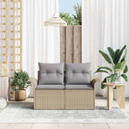 Sofá de jardín con cojín Beige 141 x 62 x 69 cm ratán sintético