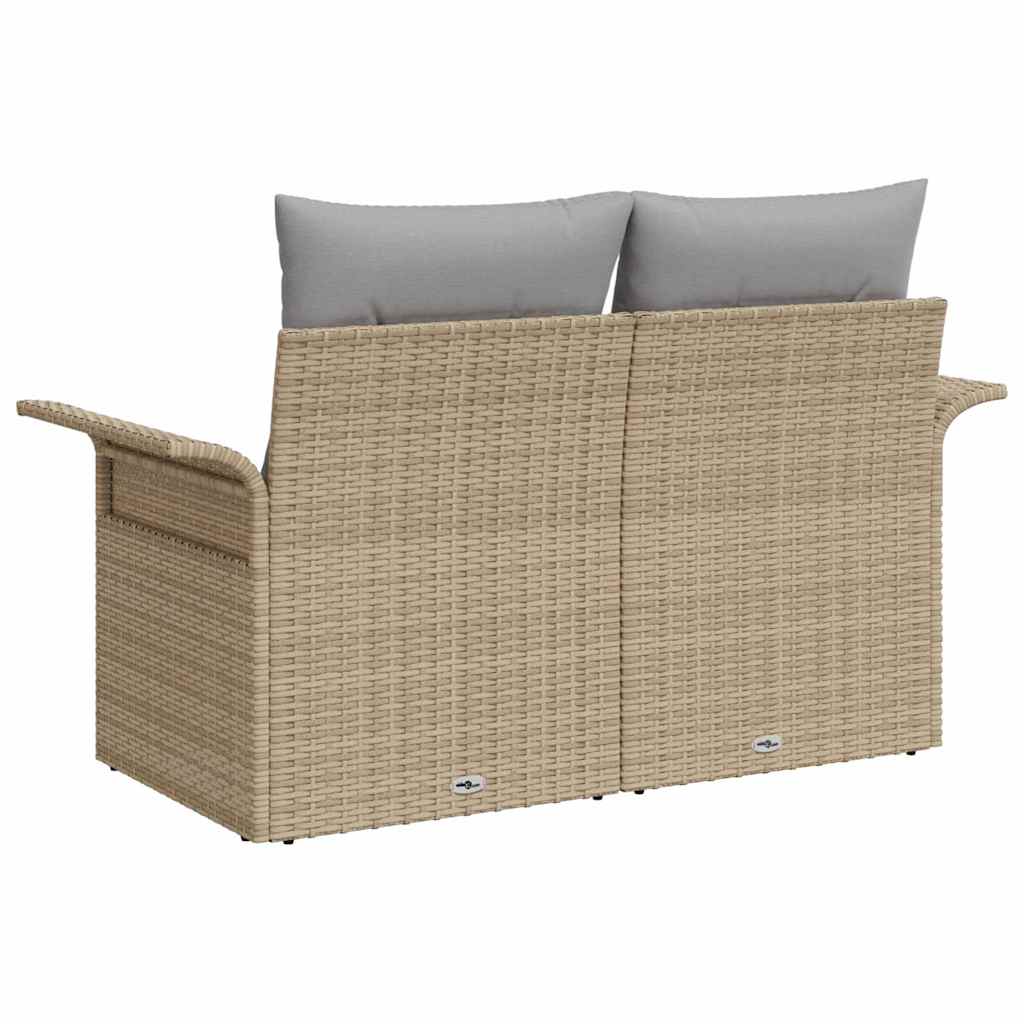Sofá de jardín con cojín Beige 141 x 62 x 69 cm ratán sintético