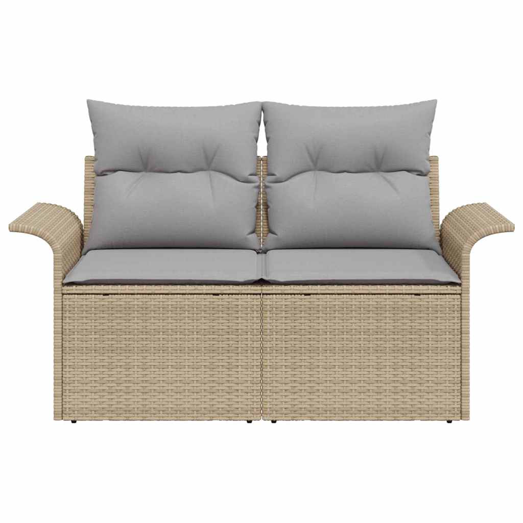 Sofá de jardín con cojín Beige 141 x 62 x 69 cm ratán sintético