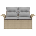 Sofá de jardín con cojín Beige 141 x 62 x 69 cm ratán sintético
