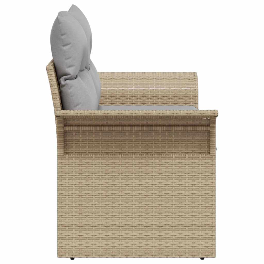 Sofá de jardín con cojín Beige 141 x 62 x 69 cm ratán sintético