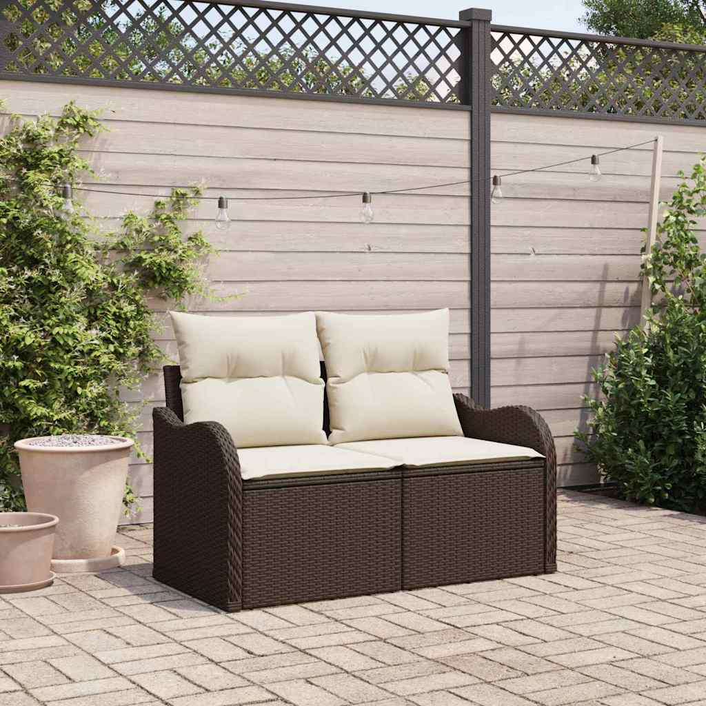 Sofá de jardín con cojín Beige 121 x 62 x 69 cm ratán sintético
