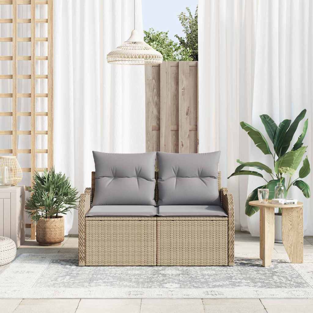 Sofá de jardín con cojín Beige 121 x 62 x 69 cm ratán sintético