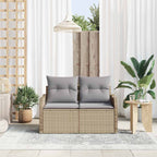Sofá de jardín con cojín Beige 121 x 62 x 69 cm ratán sintético