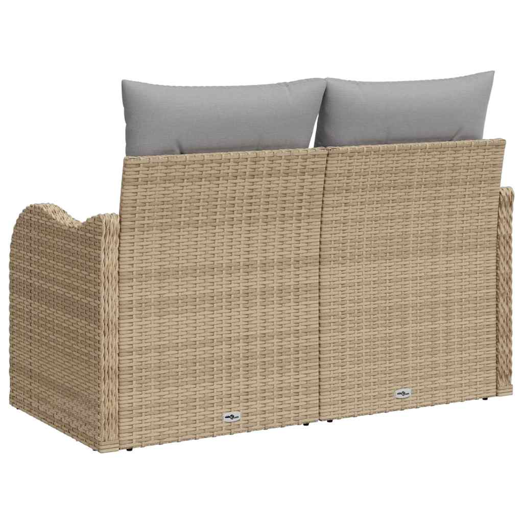 Sofá de jardín con cojín Beige 121 x 62 x 69 cm ratán sintético