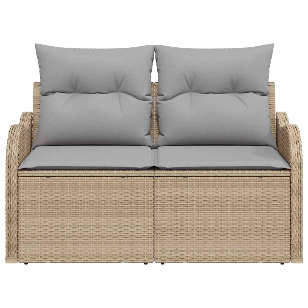 Sofá de jardín con cojín Beige 121 x 62 x 69 cm ratán sintético