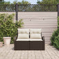 Sofá de jardim com almofada Bege 124 x 62 x 69cm vime sintético