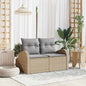 Sofá de jardim com almofada Bege 124 x 62 x 69cm vime sintético