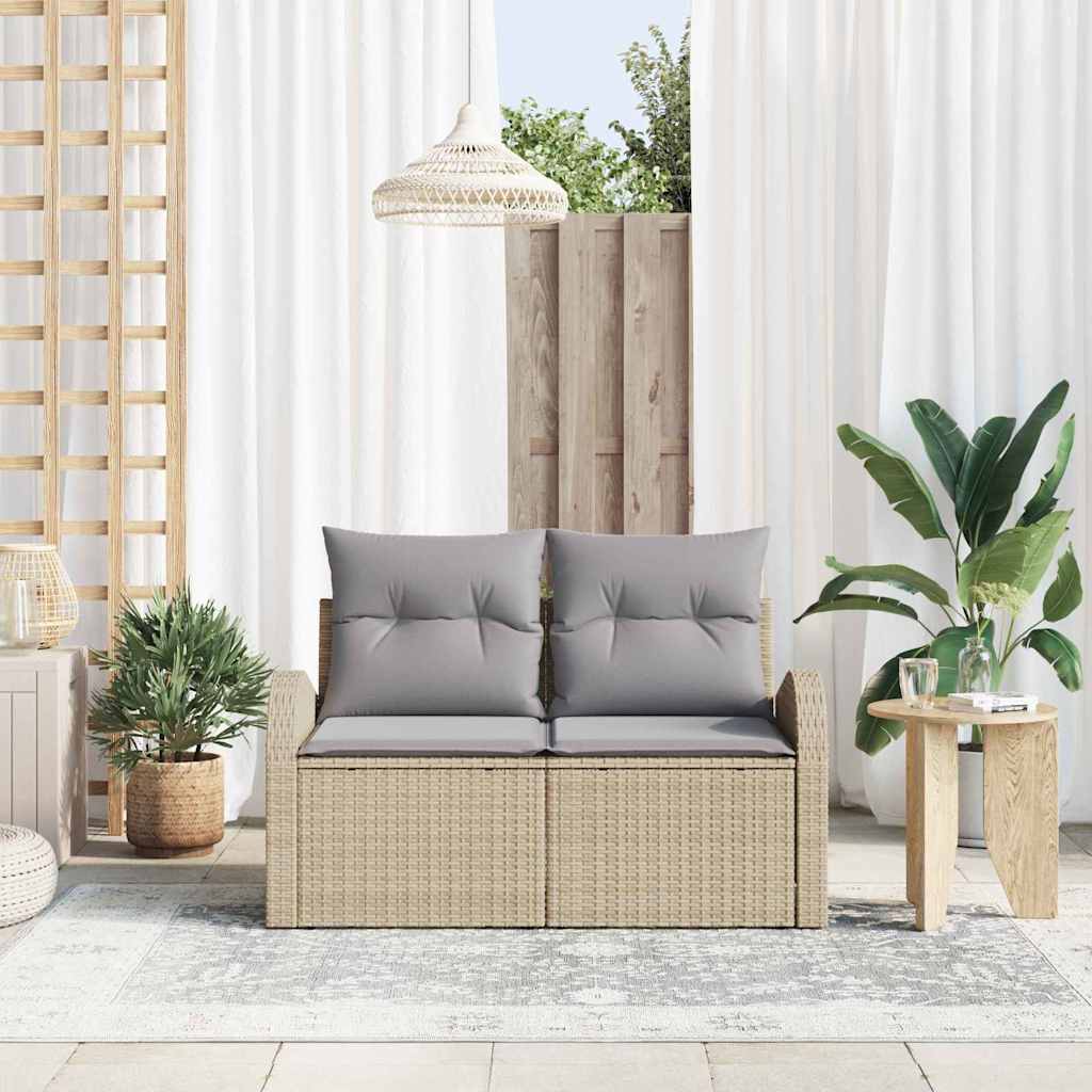 Sofá de jardín con cojín Beige 124 x 62 x 69cm ratán sintético