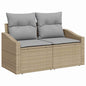 Sofá de jardim com almofada 123 x 62 x 69 cm vime sintético