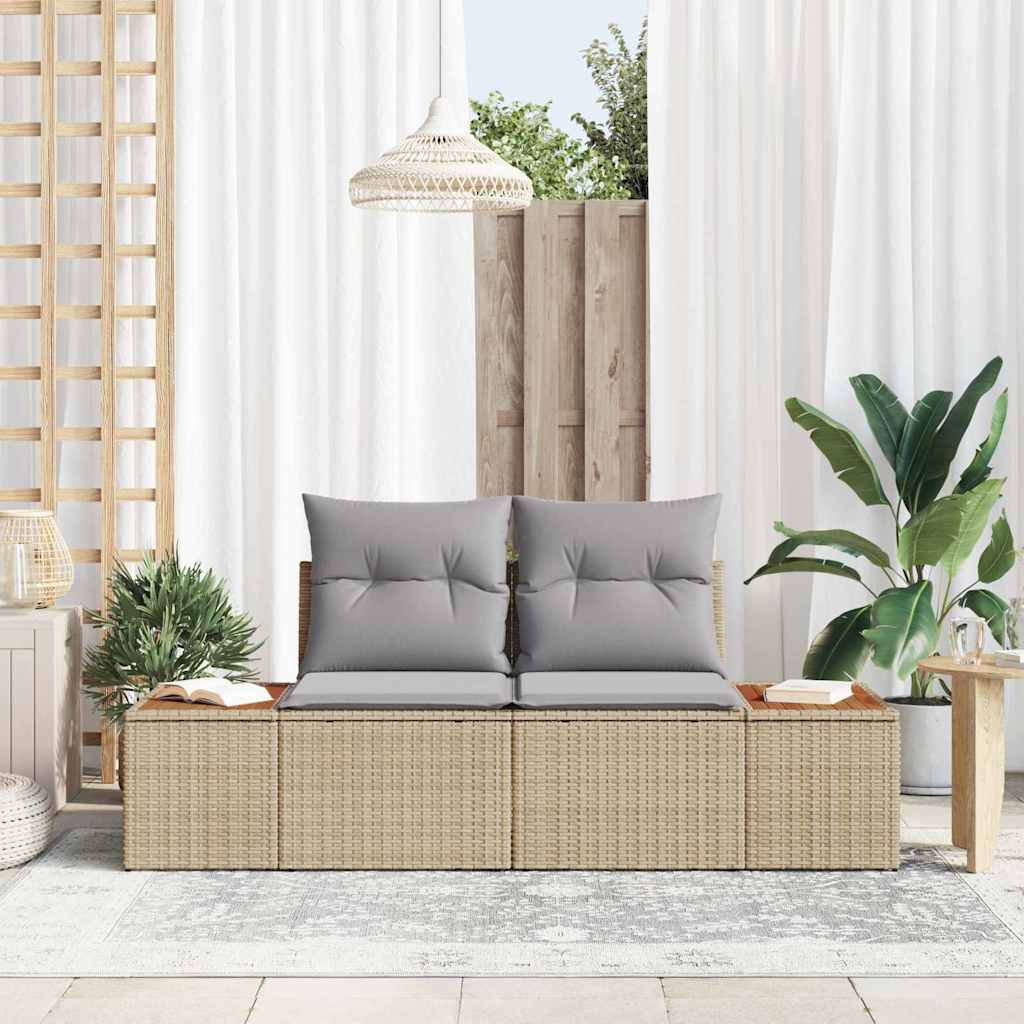 Sofá de jardín Beige 184 x 62 x 85cm ratán sintético