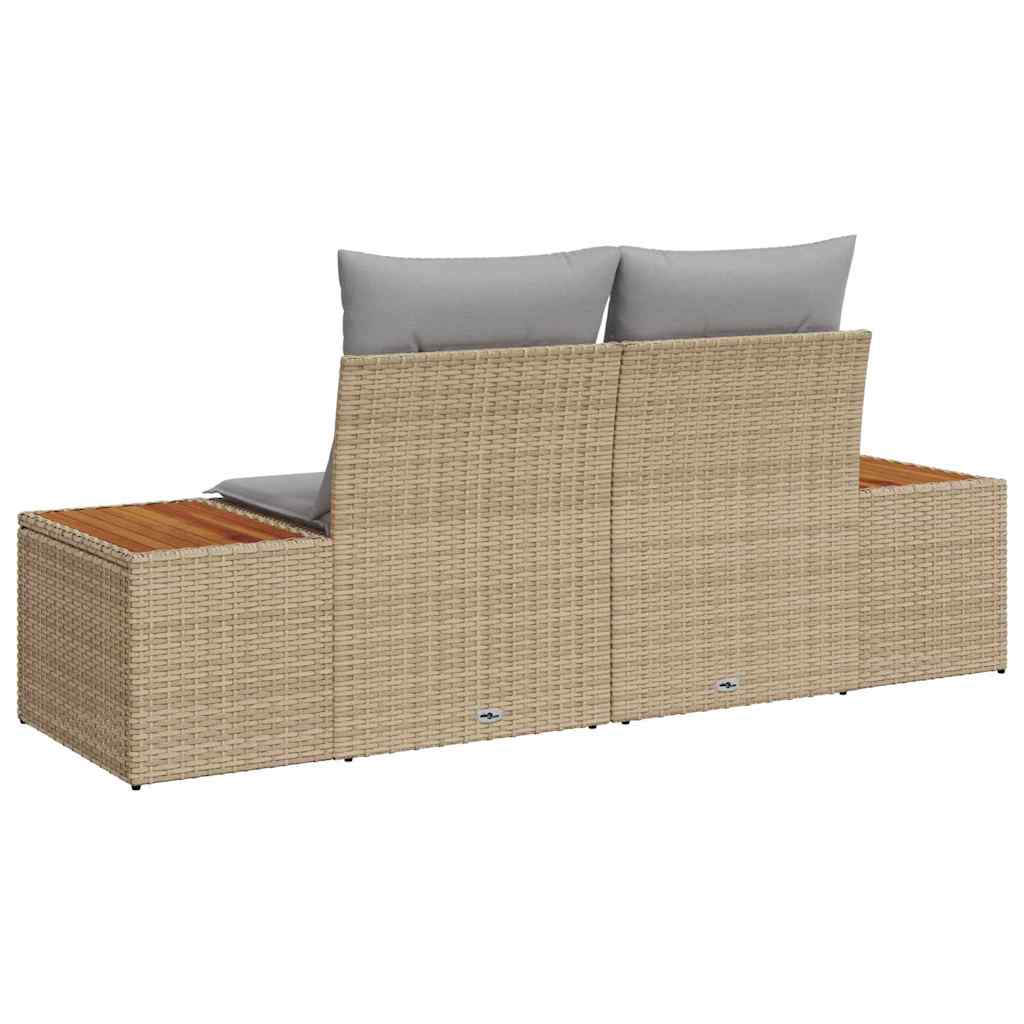Sofá de jardín Beige 184 x 62 x 85cm ratán sintético