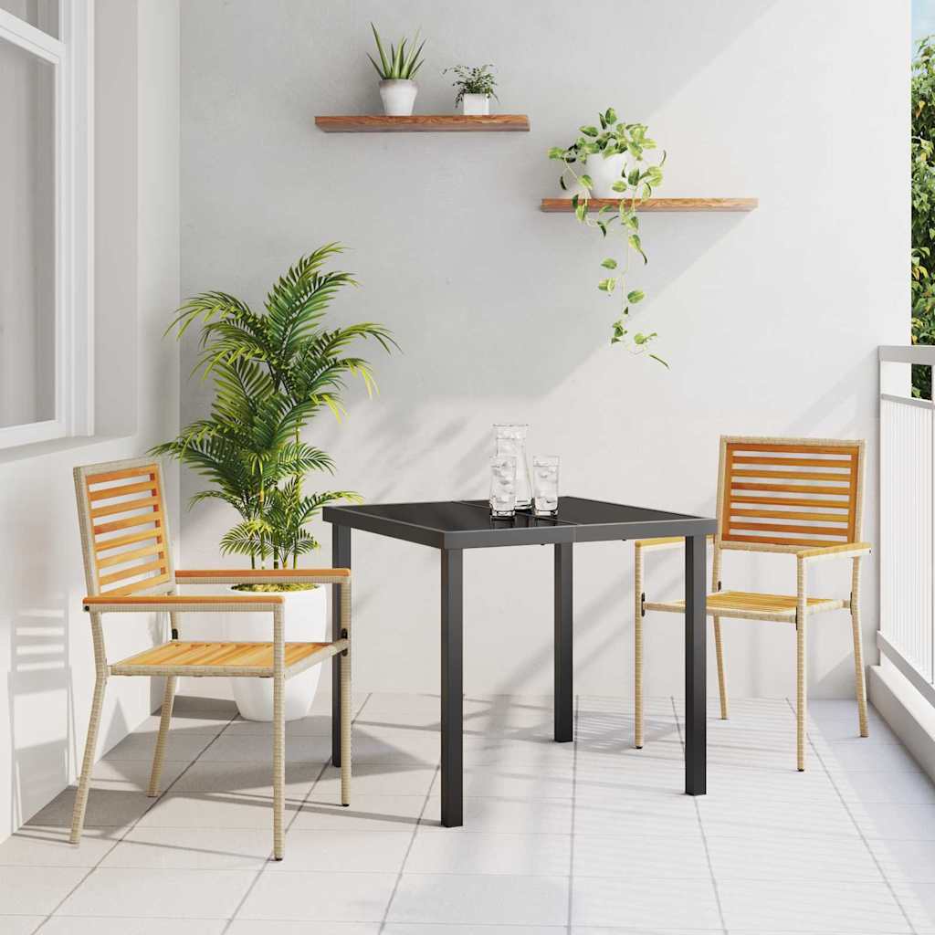 Cadeiras de jardim empilháveis 2 pcs Creme e castanho 54 x 56 x 90 cm