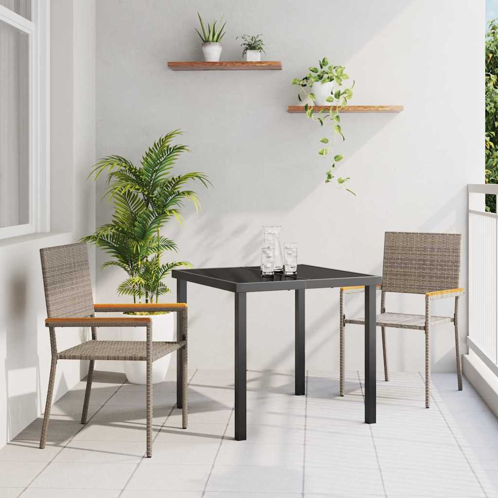 Cadeiras de jardim empilháveis 2 pcs Creme e castanho 54 x 56 x 90 cm