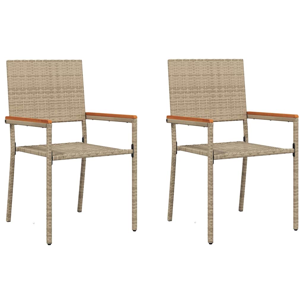 Sillas apilables de jardín 2 pcs Crema y marrón 54 x 56 x 90 cm