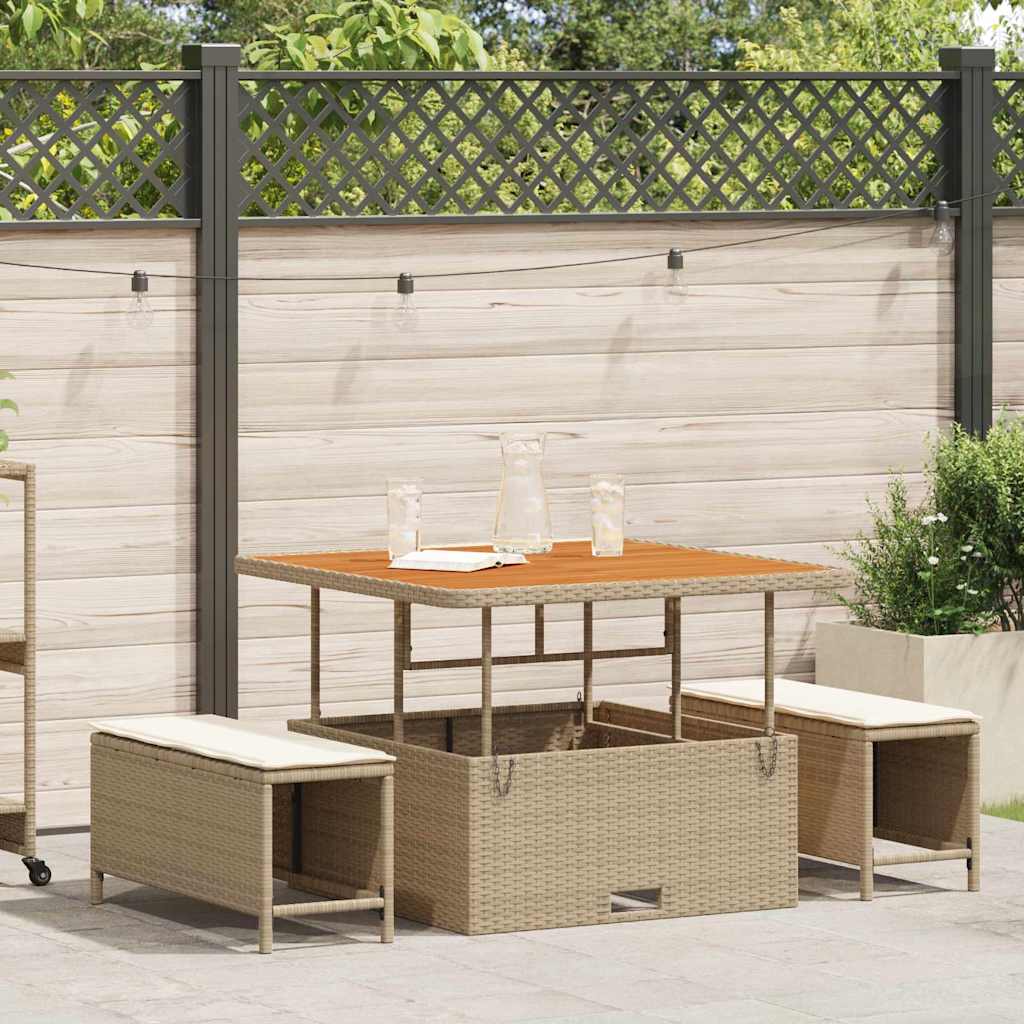Conjunto de Comedor de Jardín Beige ratán sintético