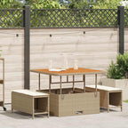 Conjunto de Comedor de Jardín Beige ratán sintético