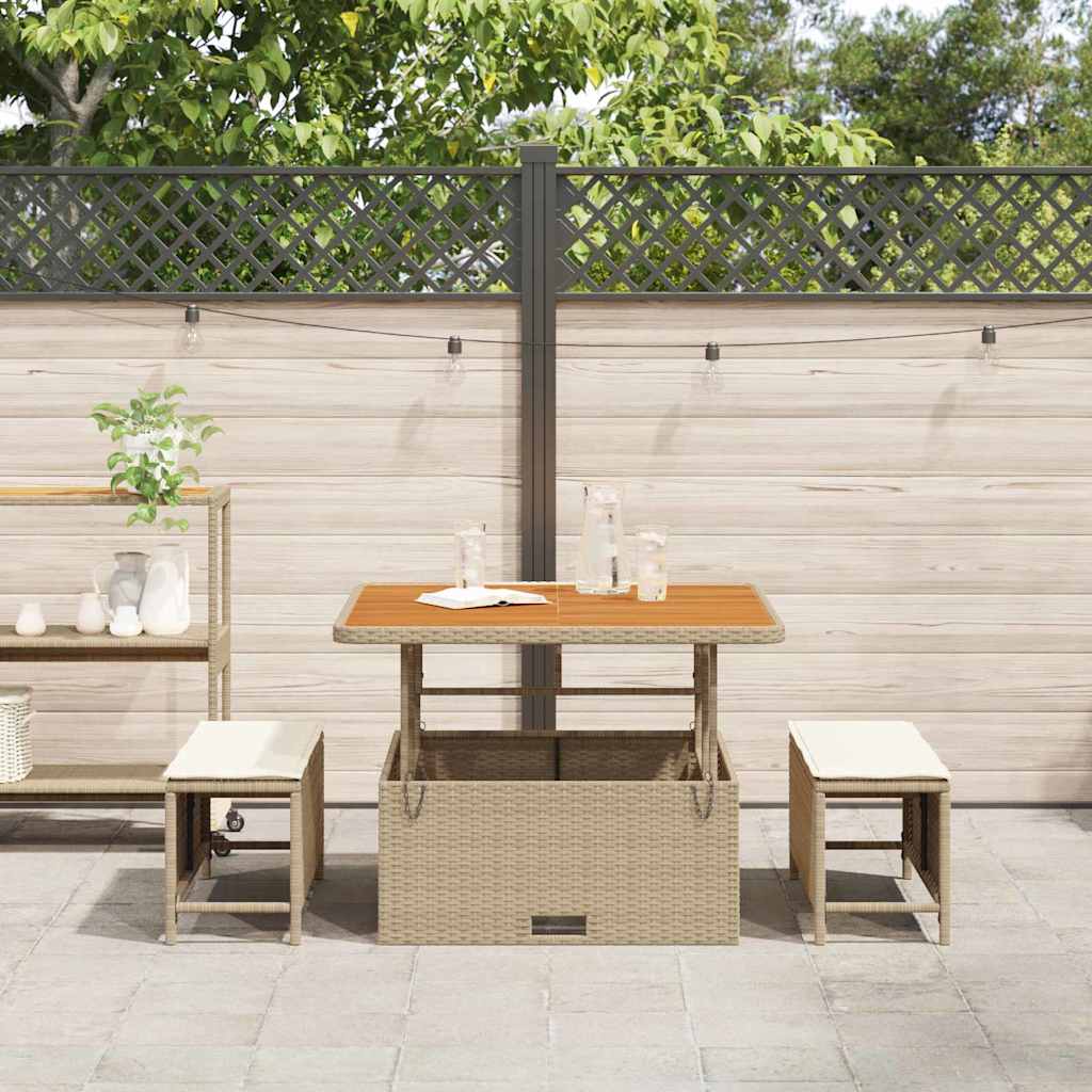 Conjunto de Comedor de Jardín Beige ratán sintético