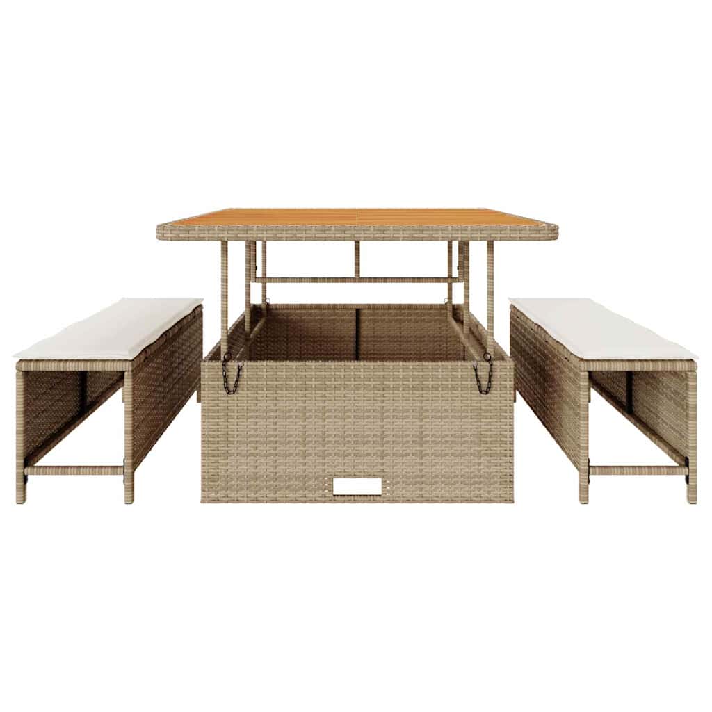 Conjunto de Comedor de Jardín Beige ratán sintético