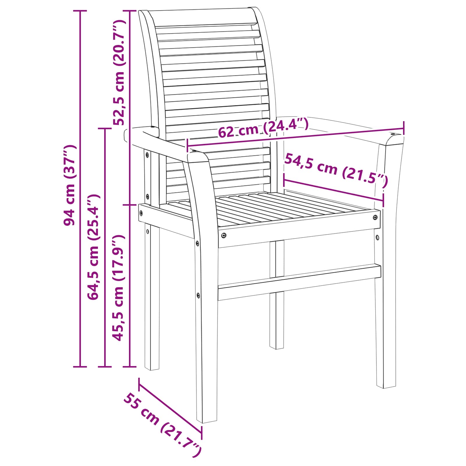 Silla de comedor 2 pcs Marrón 62 x 55 x 94 cm