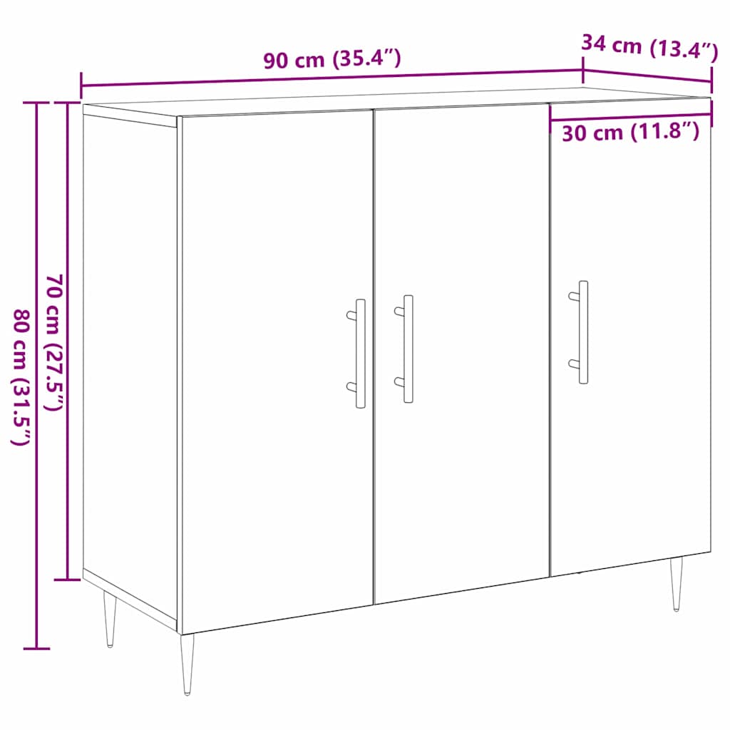 Aparador Madera vieja 90 x 34 x 80 cm Madera de ingeniería