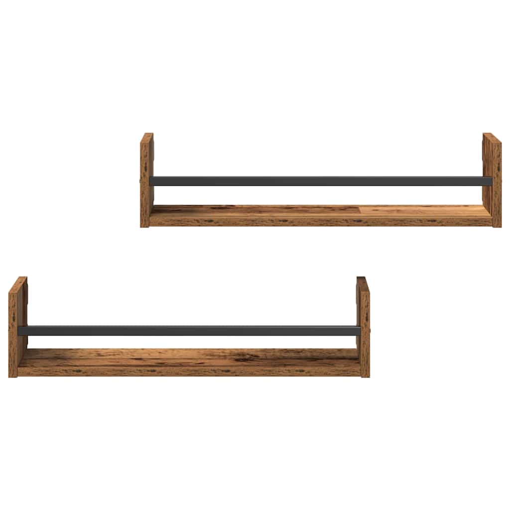 Estante de pared 2 pcs Madera vieja 60 x 16 x 14 cm