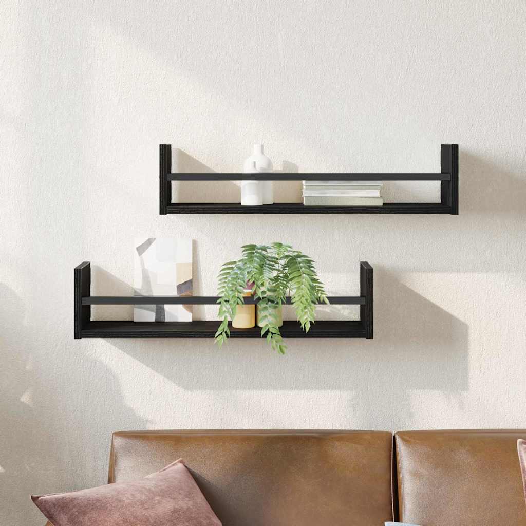 Wall shelf 2 pcs Old wood 60 x 16 x 14 cm